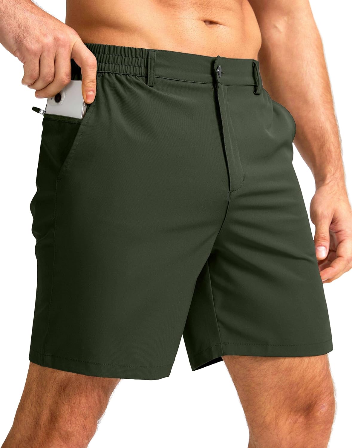 Men's Casual Shorts 7" Lightweight Golf Shorts for Men Stretch with 3 Pockets Quick Dry Breathable Work Shorts